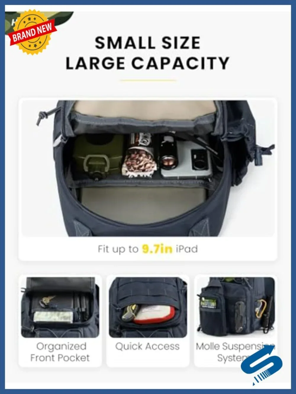 Tactical Sling Bag Anti-Theft RFID Blocking EDC Molle Crossbody Shoulder Bag